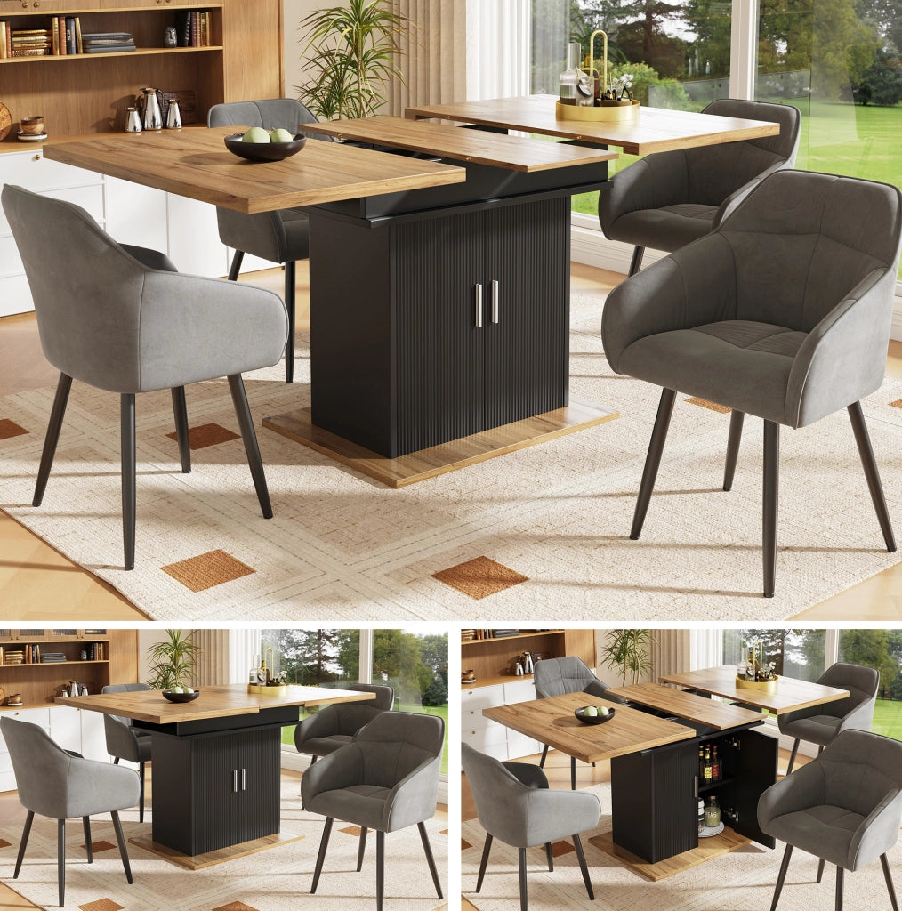 Tavolo da pranzo allungabile 110-140x70x76 cm; MDF nero