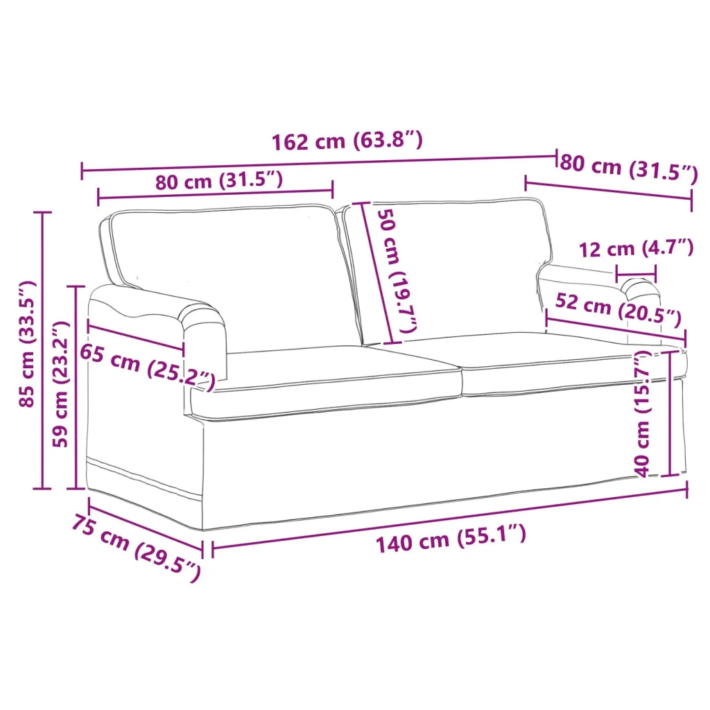 Set di divani 2 pcs Grigio chiaro 162 x 80 x 85 cm Tessuto 3407560
