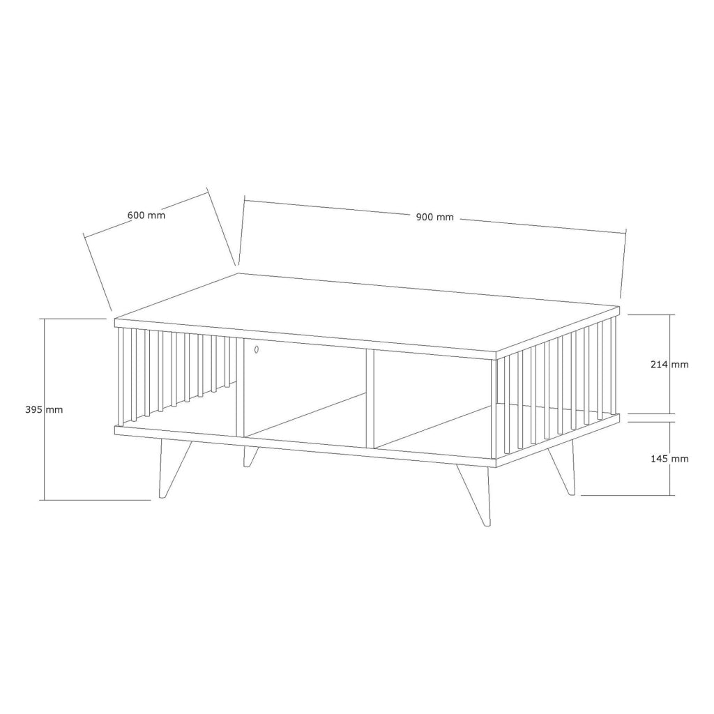 Dogliani, Tavolino da Salotto con Piedini, 90x60x40h cm Bianco