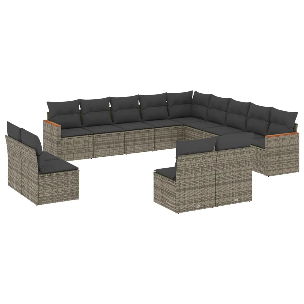 Set Divani da Giardino 13 pz con Cuscini Grigio in Polyrattancod mxl 88780
