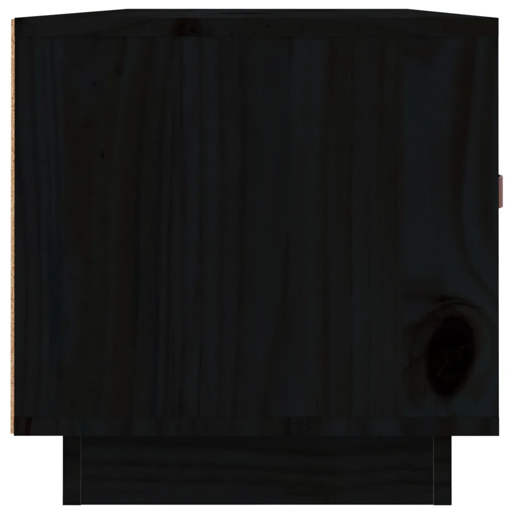 Mobile Porta TV Nero 80x34x35 cm in Legno Massello di Pino 818244
