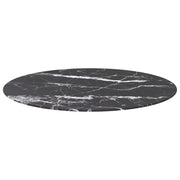 Piano per Tavolo Nero Ø90x1 cm Vetro Temperato Design Marmo 322267