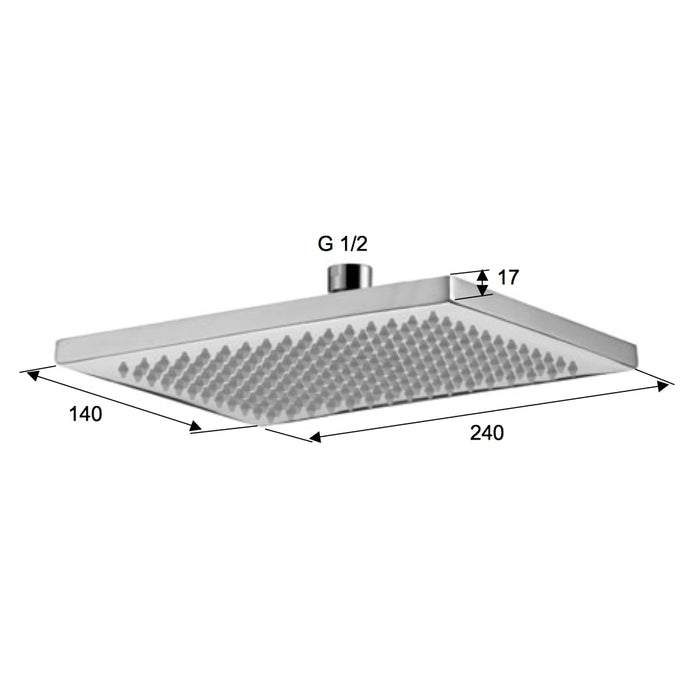 Soffione a pioggia rettangolare 24x14 cm
