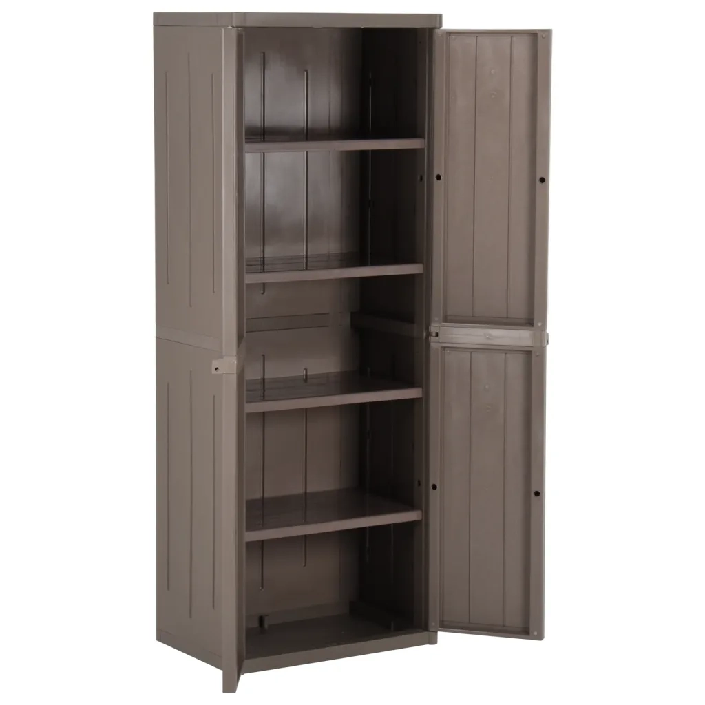 Armadio da Giardino Marrone 65x45x172 cm in PP Aspetto Legno 151240