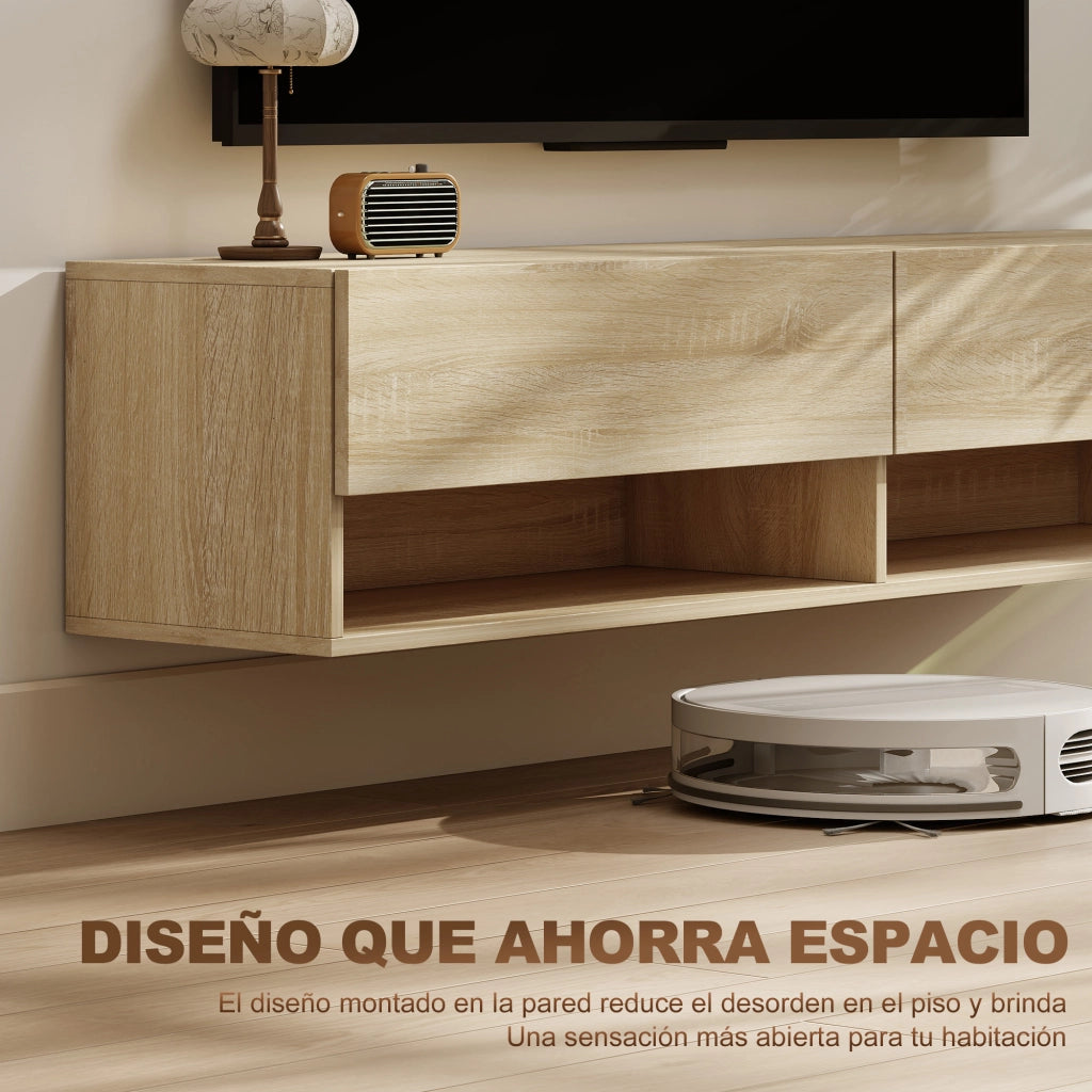Mobile TV Sospeso ¨C zephmum ¨C Legno Naturale 140x32x31 cm