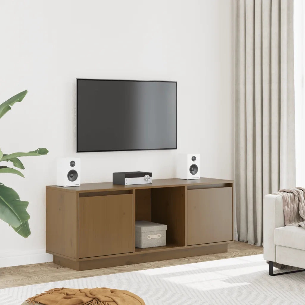 Mobile TV Miele 110,5x35x44 cm in Legno Massello di Pino