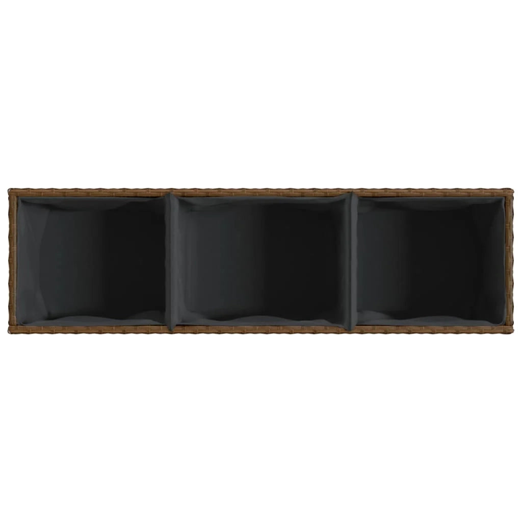 Fioriera rialzata per piante fiori patio giardino con 3 vasi 105 x 30 x 32 cm resina intrecciata marrone 02_0038086