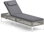 Lettino Prendisole Giardino in Rattan PE, Sedia a Sdraio da Patio, con Schienale Regolabile a 6 Livelli, Cuscino e Poggiatesta Removibili, Lettino Esterno per Piscina Terrazza, Portata 180 kg