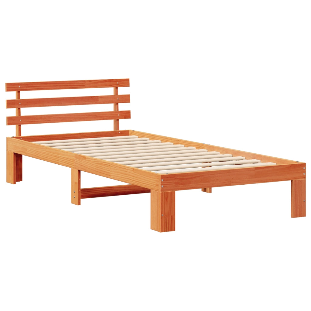 Struttura Letto in Legno di Pino Marrone Cerato Legno Massello