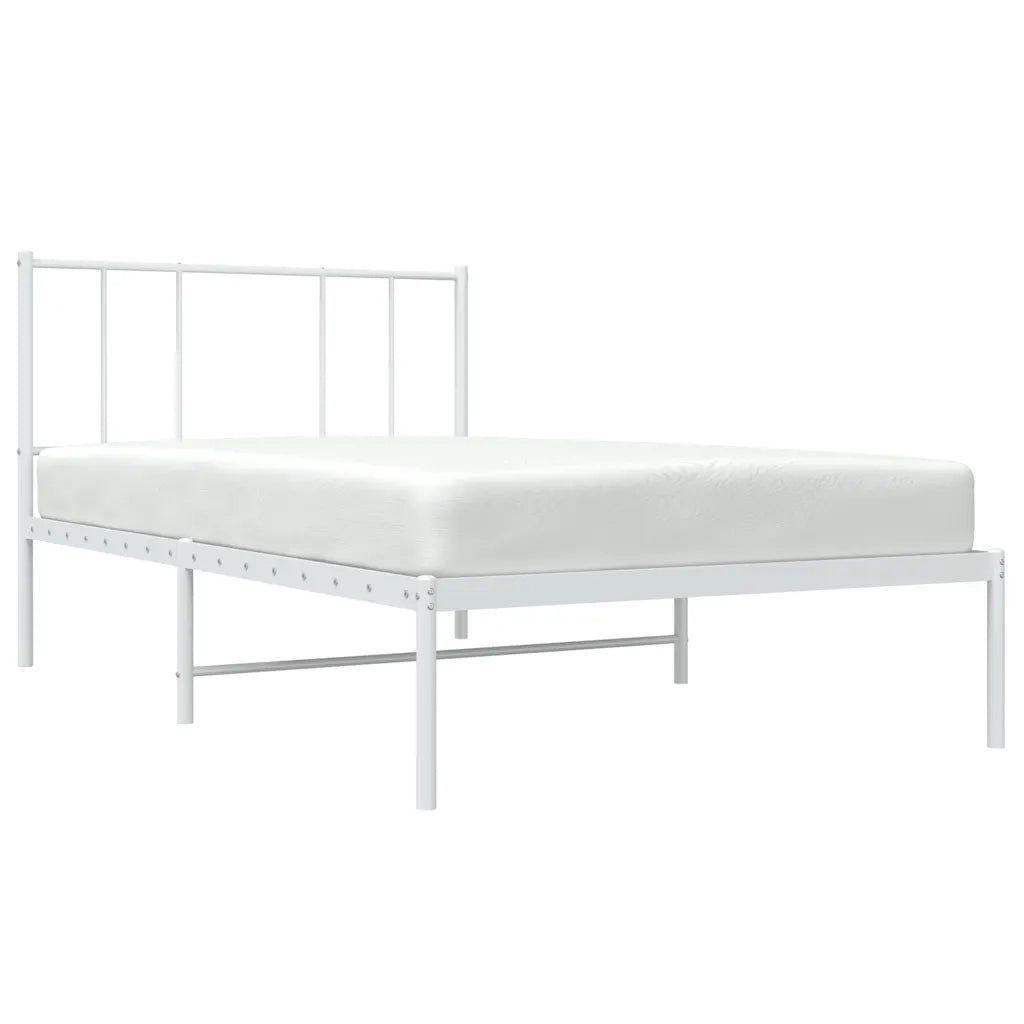 Giroletto con Testiera-Struttura letto con testiera Metallo Bianco 80x200 cm