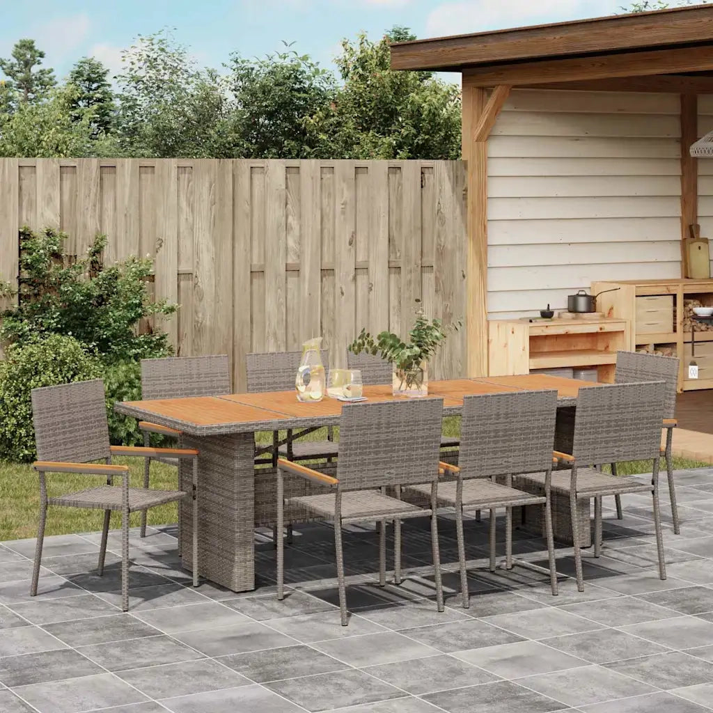Set da Pranzo per Giardino 9 pcs Grigio polyrattan 3365421