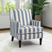 Sedia vintage imbottita - Zephmum- Blu e bianco in lino con borchie