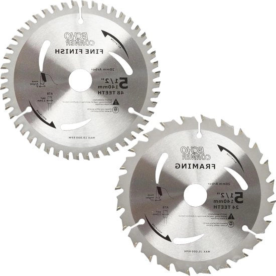 Blade circolare da 13,97 cm - 72 denti+36 denti Pacchetto Heavy Duty - TCT Carbide Taglio fine Finitura fine - Taglio a croce Taglio di cornice Taglio di lamiera Legno Multiplex MDF Plastica Finezza del legno