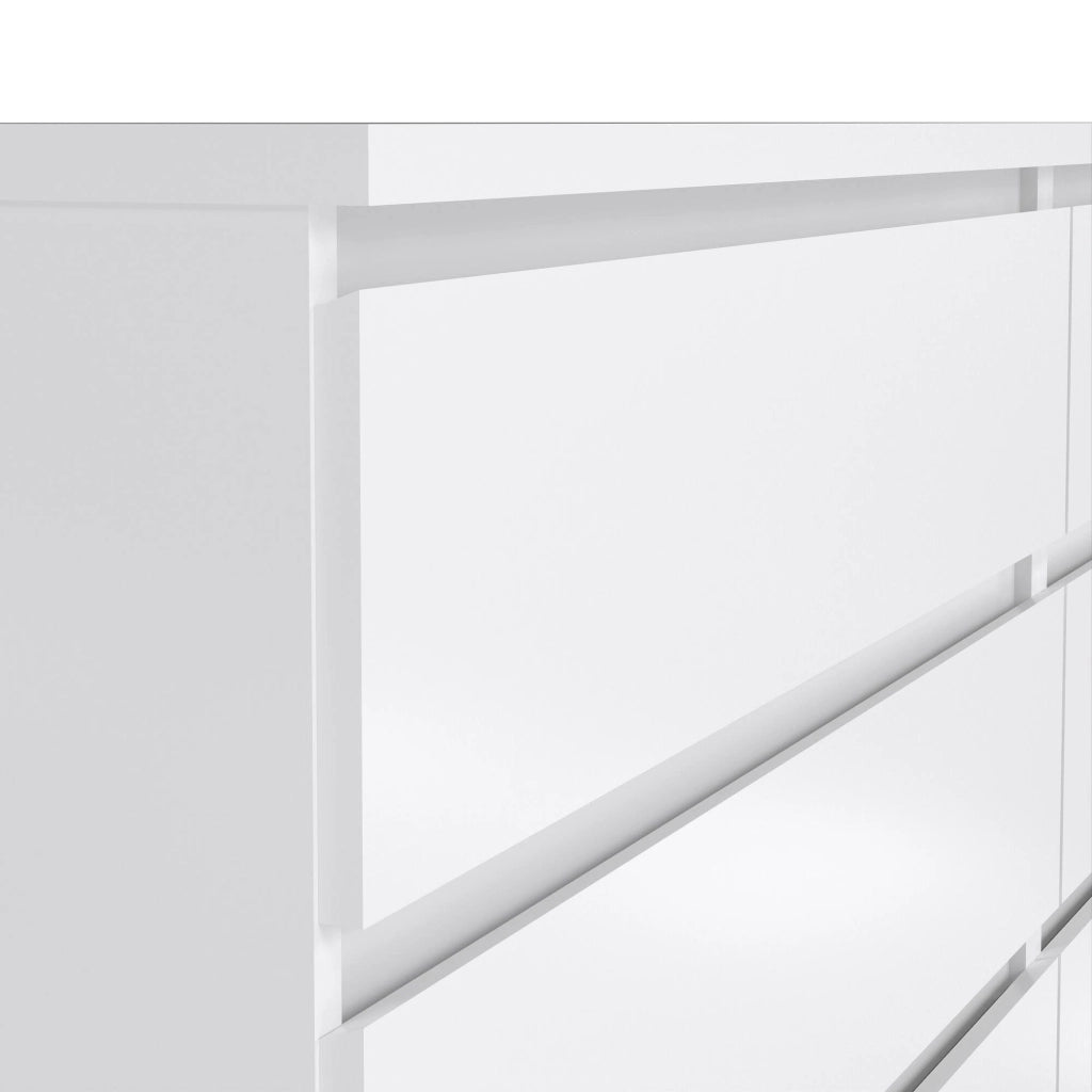 Cassettiera a sei Abacadabra, colore bianco lucido, cm 153 x 70 x 50