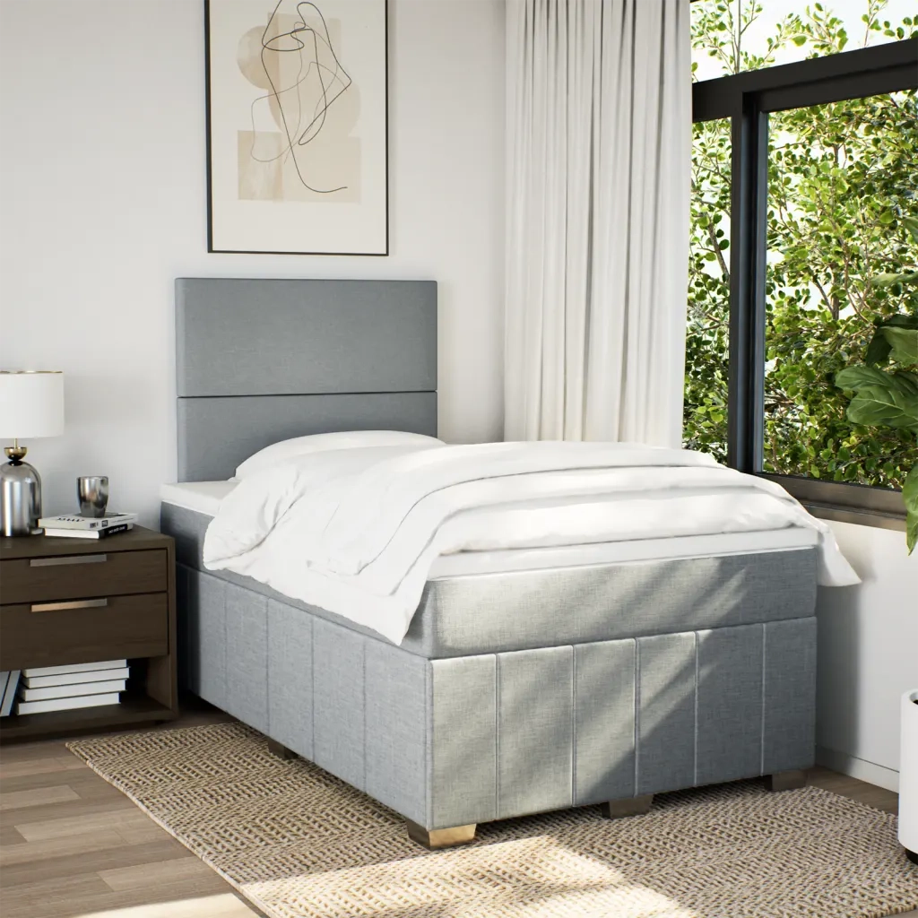 Giroletto a Molle con Materasso Grigio Chiaro 120x200cm Tessuto 3293928