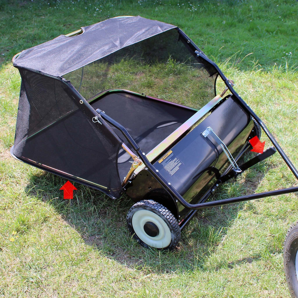 Spazzatrice trainata da prato per trattorini 96cm di larghezza Ruote in gomma da 254x40mm