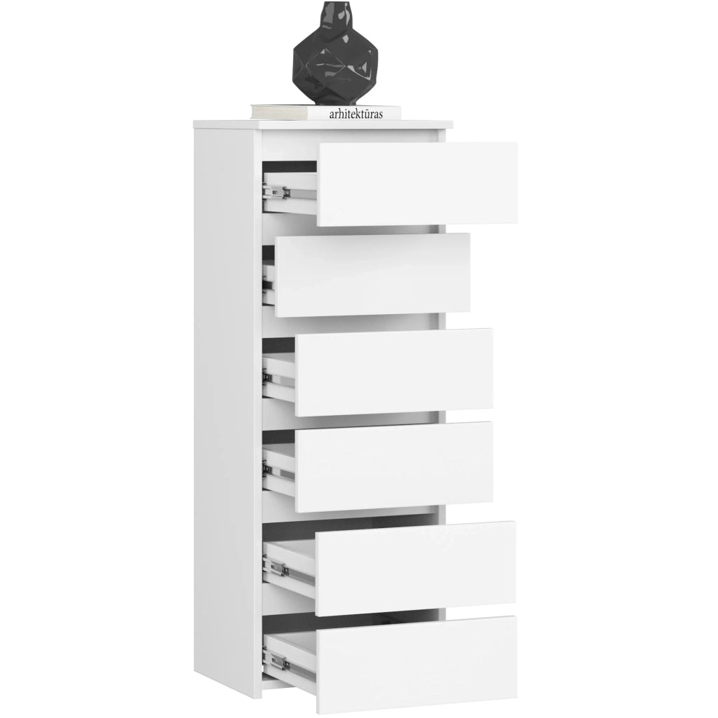 Cassettiera AKORD CL6 Cassettiera Bianca 40 cm 6 cassetti 40x35x109 cm