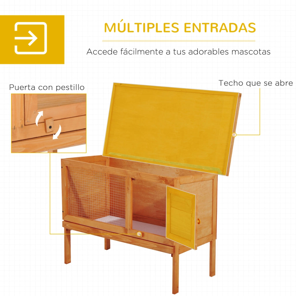 Casa per conigli esterno grande con vassoio estraibile ¨C zephmum ¨C legno 90x45x65cm