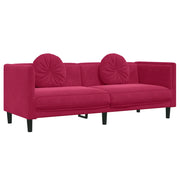 Divano | Divano da soggiorno | Sofa con Cuscini 3 Posti Rosso Vino in Velluto