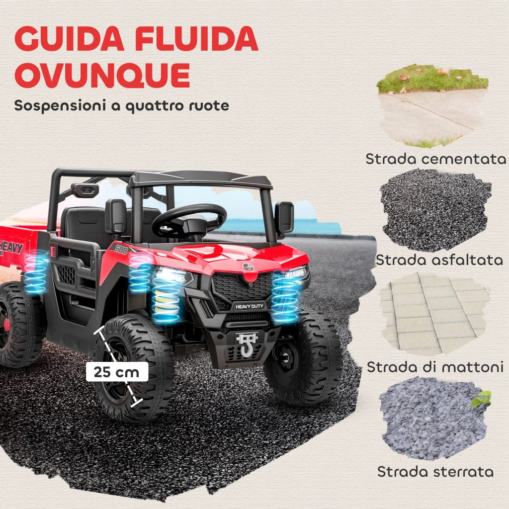 Macchina Elettrica Bambini 12V con Telecomando Sospensioni Bagagliaio e Musica Età 3-8 Anni Rosso