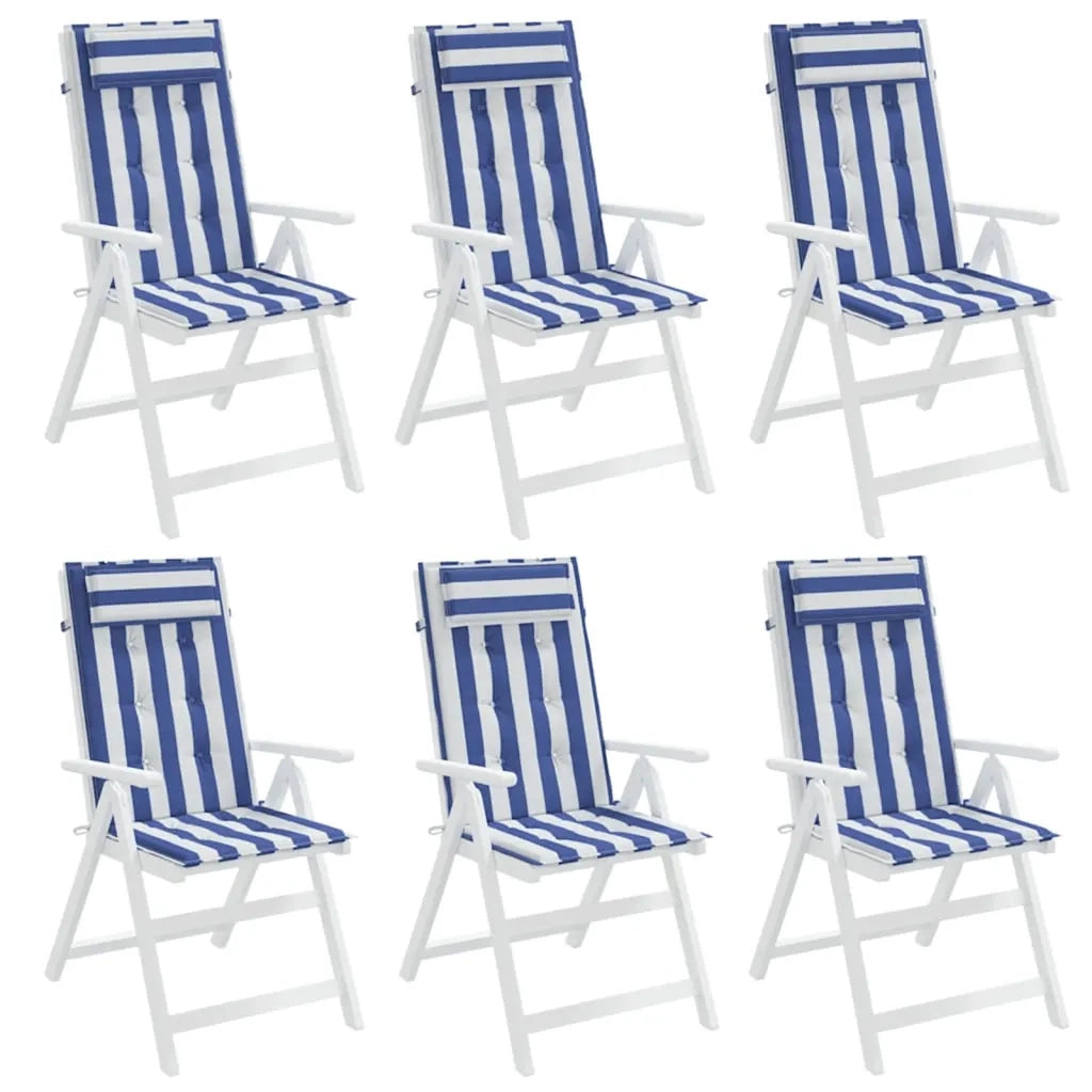 Cuscini Sedia Schienale Alto 6 pz Bianco e Blu Tessuto Oxford 361921