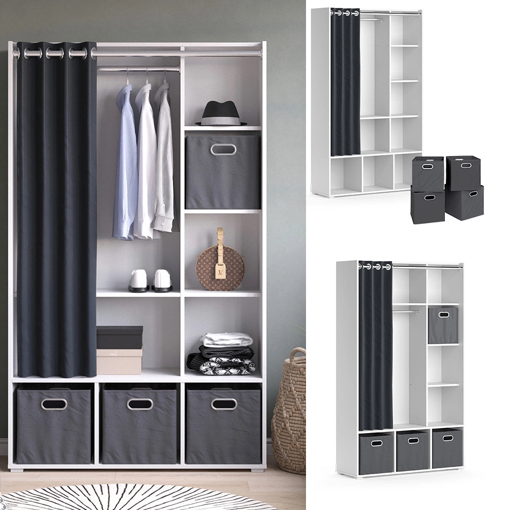 Vicco Armadio multifunzione Bianco 38 x 178.1 cm Con cassetti pieghevoli (grigio)