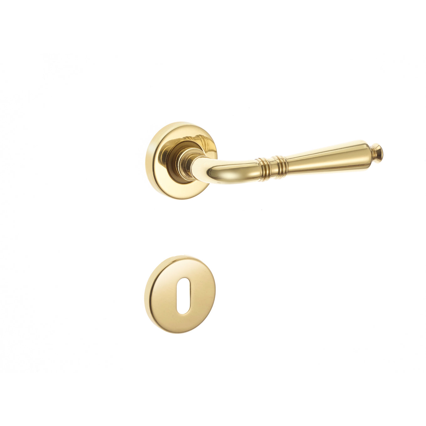 MANIGLIA DIECI PATENT CON ROSETTE OTTONE LUCIDO