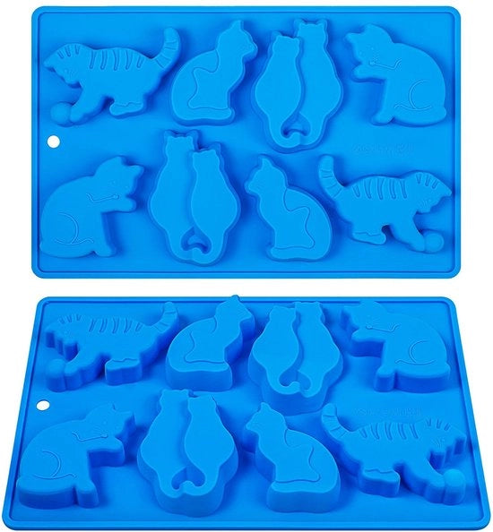Forme per gatti in silicone a forma di cubetto di ghiaccio, 2 pezzi, per ghiaccio, gelato, biscotti