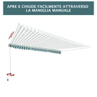 Tenda da Sole a Bracci per Esterno con Manovella, Metallo e Poliestere, 295x250cm Verde e Bianco