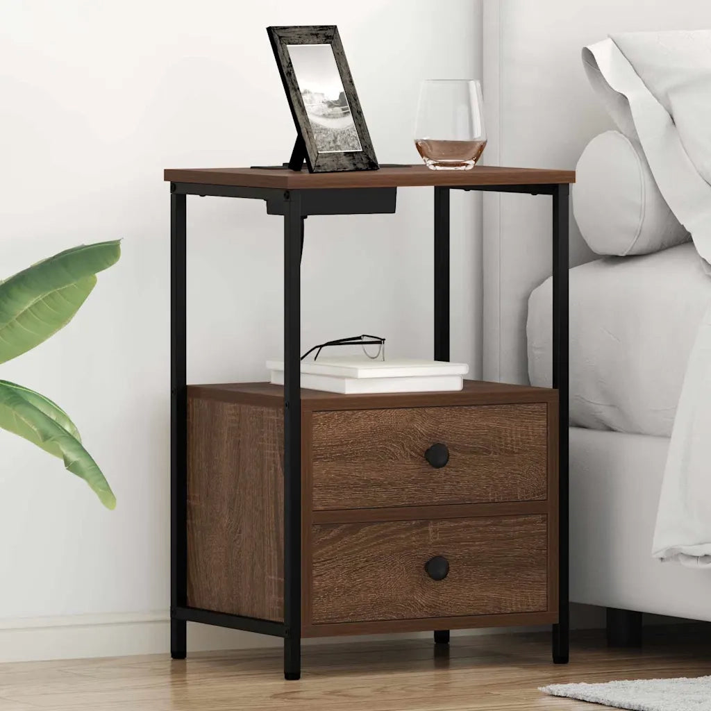 Armadio da Notte con cassetto Rovere Marrone 40 x 31 x 60 cm 859448