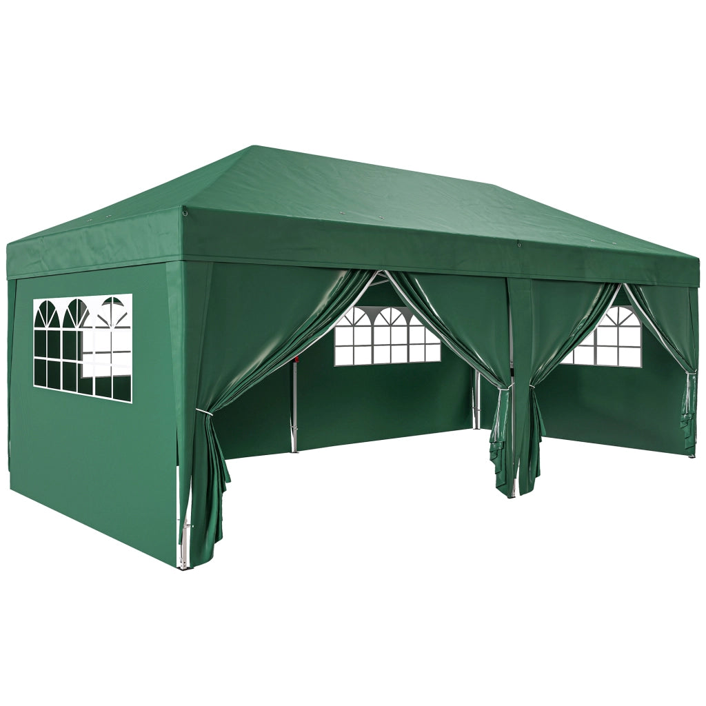 Gazebo circa 6x3m Stable Winterproof Pop-up Folding con cerniera per finestre; pannelli laterali delle porte protezioni UV