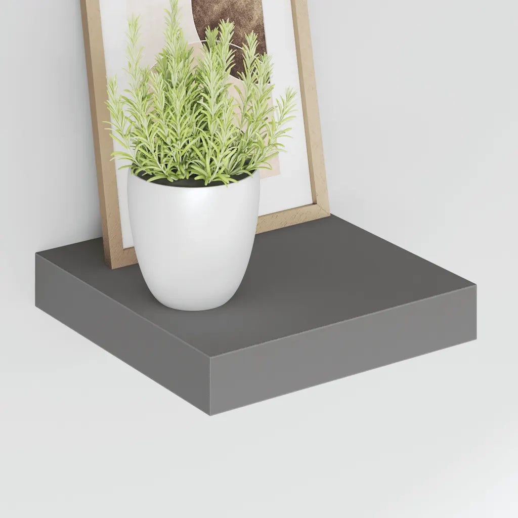 Scaffali a Parete 2 pz Grigio Lucido 23x23,5x3,8 cm in MDF 323782