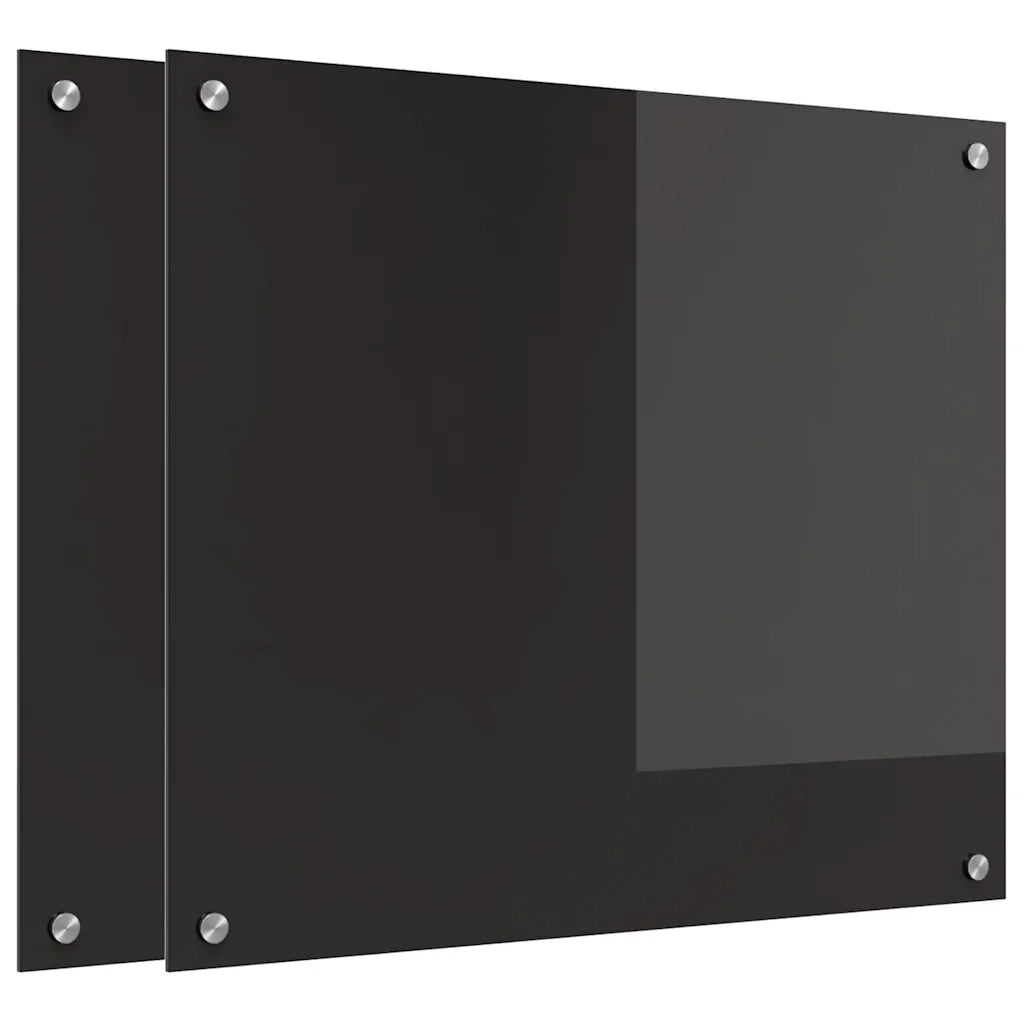 Schienale da cucina 2 pcs Nero 70 x 60 cm vetro temperato 3415544