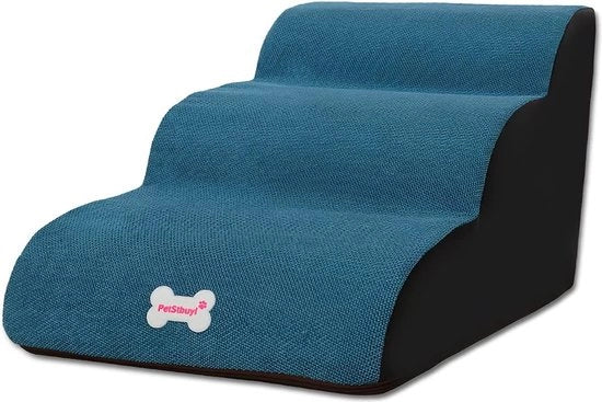trappola per cani, scala per animali domestici con chiusura a cerniera, gradino rimovibile per animali domestici, spugna alta densità, trappola per cani (scala per animali domestici a 3 gradini, blu)