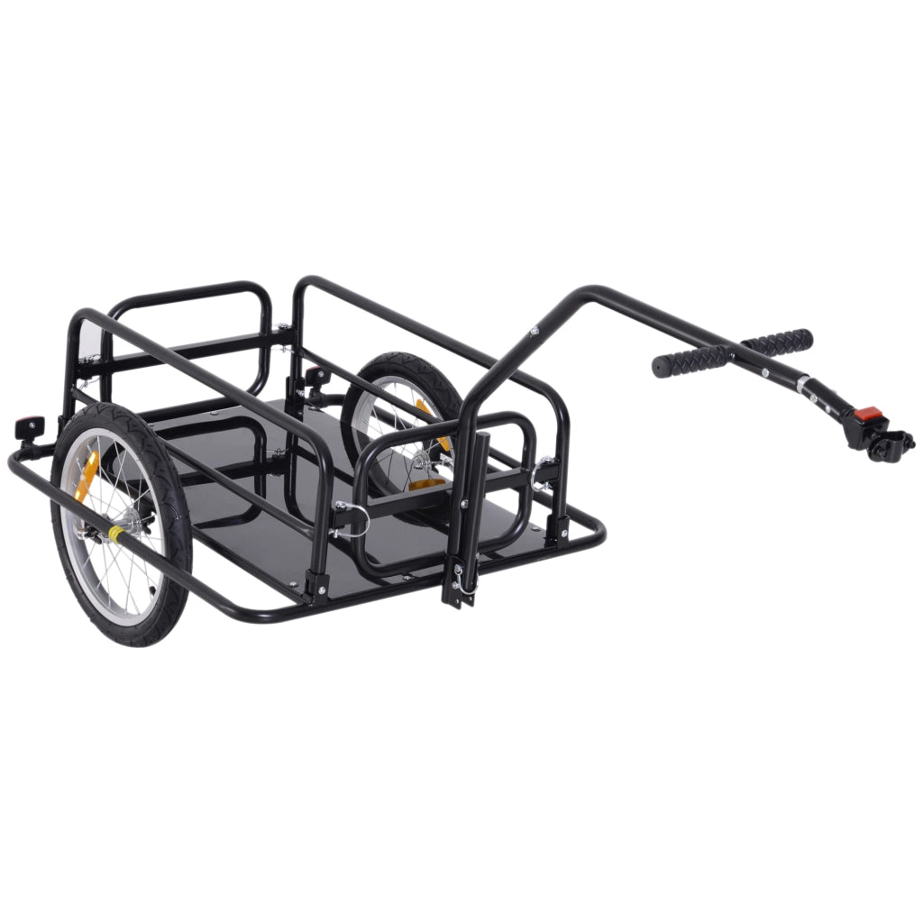 EasyComfort Carrello per Bicicletta Rimorchio Cargo Bici Trasporto di Oggetti Pieghevole Portata 36kg 156x72x82cm