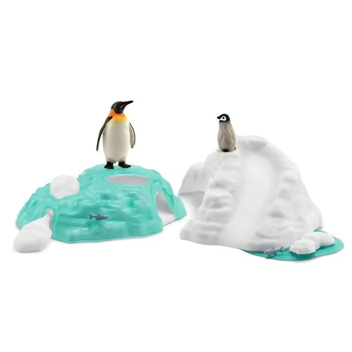SCHLEICH- Famiglia di pinguini sul lastrone di ghiaccio- 42661- Gamma Wild Life