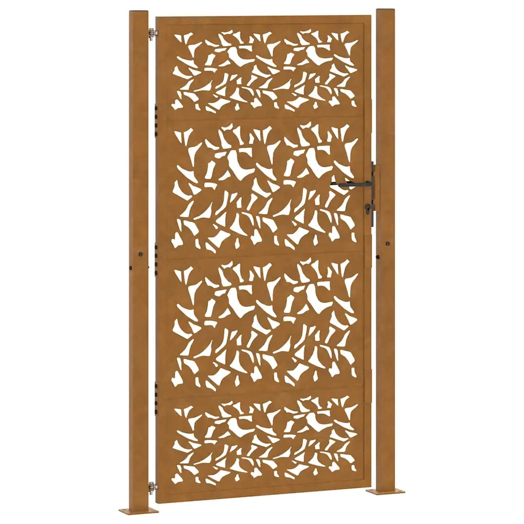 Cancello da Giardino 105x205 cm Acciaio Corten Design a Foglia