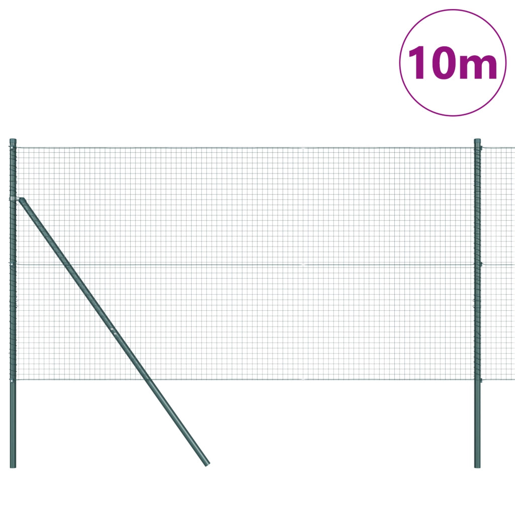 Recinzione in rete saldata con 7 pali Verde 1.4x10 m Acciaio