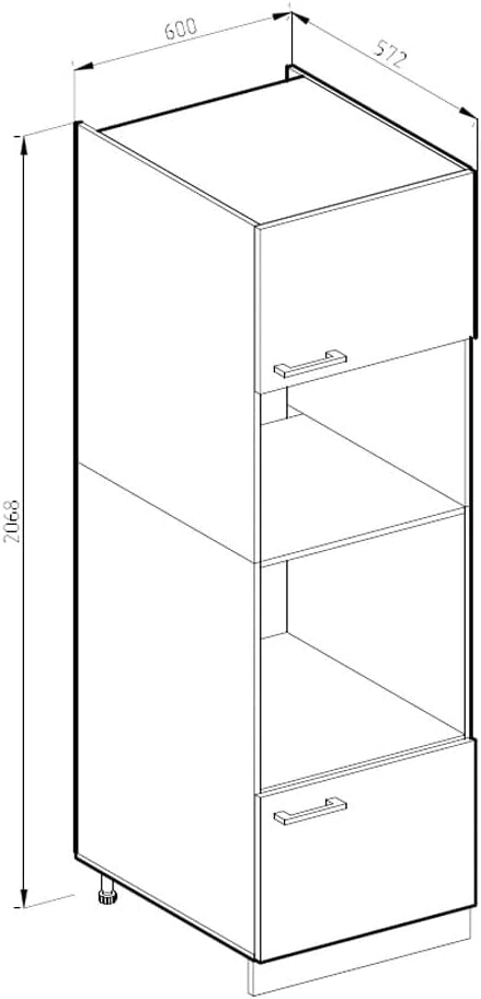 Mobile cucina microonde R-Line, Antracite lucido, 60 cm, per la libera combinazione all'interno di sistemi cucina modulari