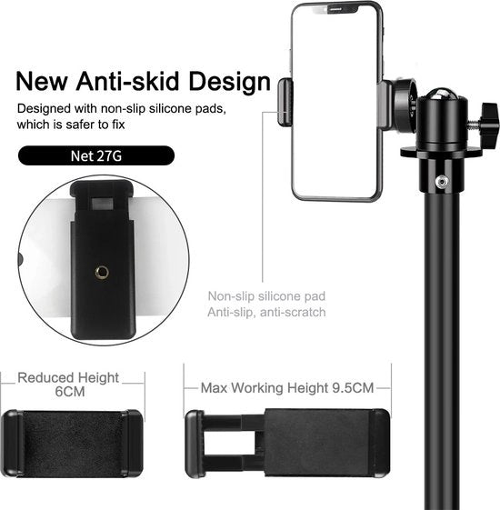 Maniglia per smartphone da 150 cm con estensore regolabile, compatibile con Bluetooth e clip per cellulare, utilizzabile per smartphone, fotografia live, video per YouTube