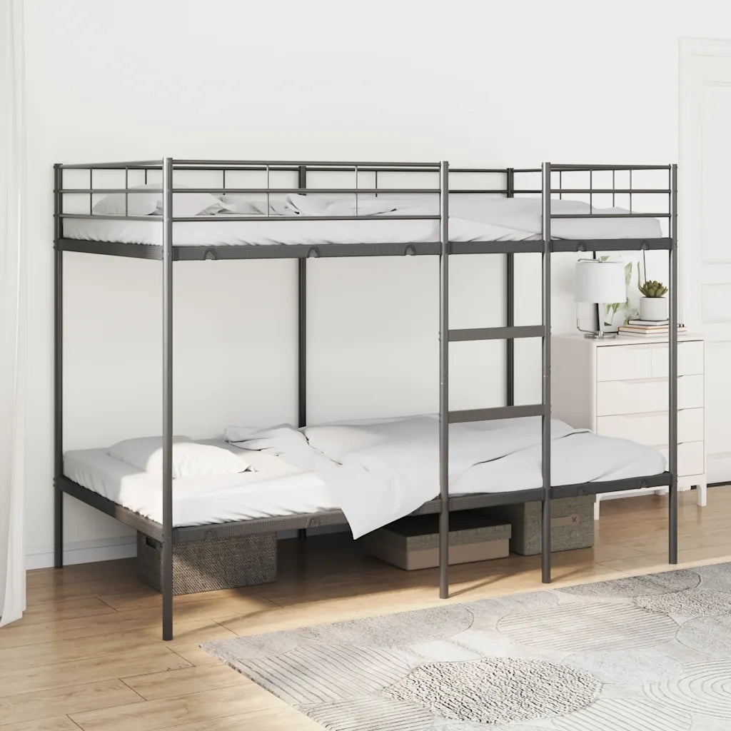 Letto a Castello senza Materasso Nero 107x203 cm in Acciaio 42000325