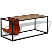 Tavolino da Salotto in Vera Pelle con Portariviste 110x50x45 cm 244241