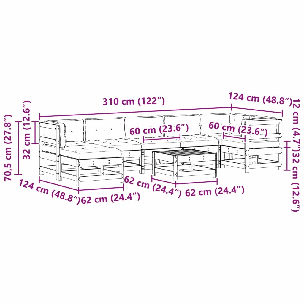 Set Lounge da Giardino 8 pcs Marrone Cerato