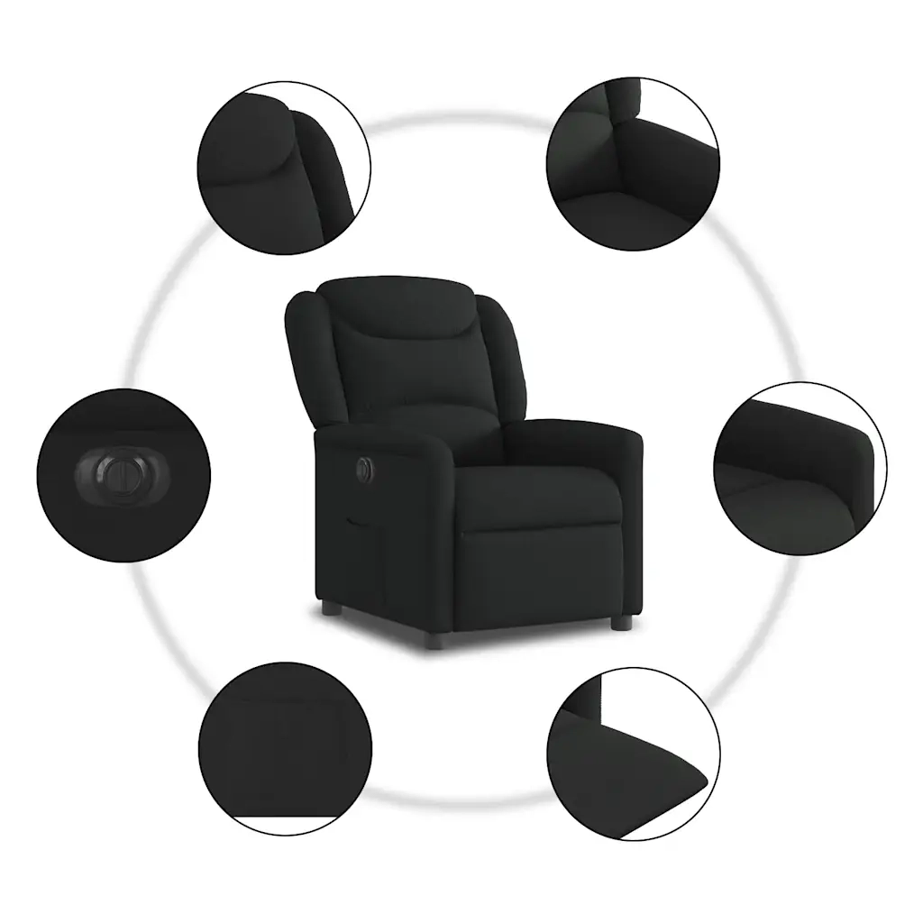 Poltrona | Sedia Relax Elettrica Reclinabile Nera in Tessuto