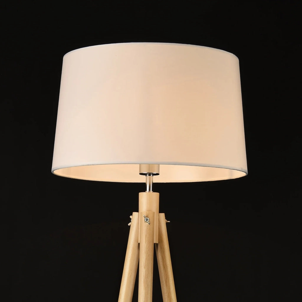 Lampada da terra con paralume in legno metallo e tessuto con finitura in legno e bianco 153 cm 03_0002432