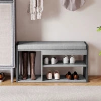 Scaffale per Scarpe con Panca, Scaffale per Corridoio per Scarpe, Mobile Portascarpe con Design a 3 Livelli, per Ingresso, Corridoio, Soggiorno, Camera da Letto, Grigio