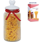 Trade Shop - Barattolo In Vetro Con Tappo Coperchio In Ceramica Decorato Cuore 1800 Ml -