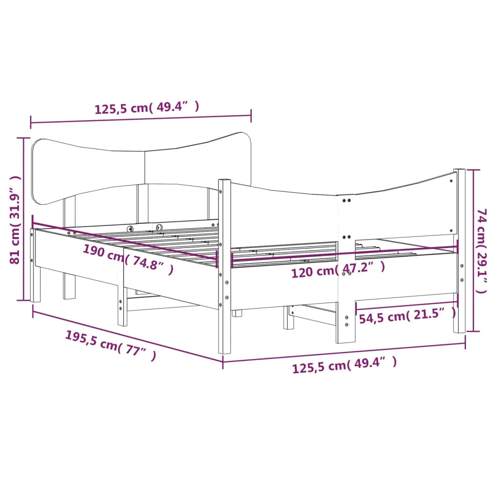 vidaXL Letto senza Materasso Bianco 120x190 cm Legno Massello di Pino