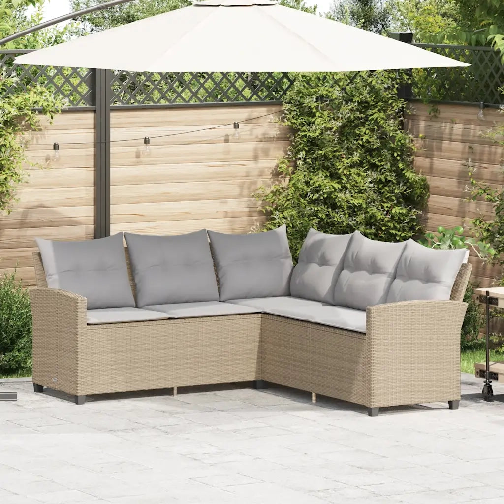 Divano a Forma di L con Cuscini-Sofa con Cuscini in Polyrattan Beige 623658