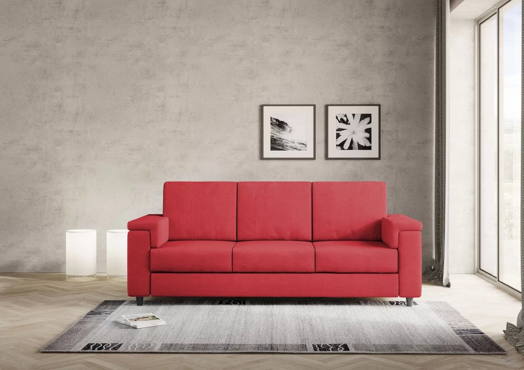 Divano marrak 3 posti (tre sedute da 60cm) misure esterne l.208cm | rosso - Mobili 2G